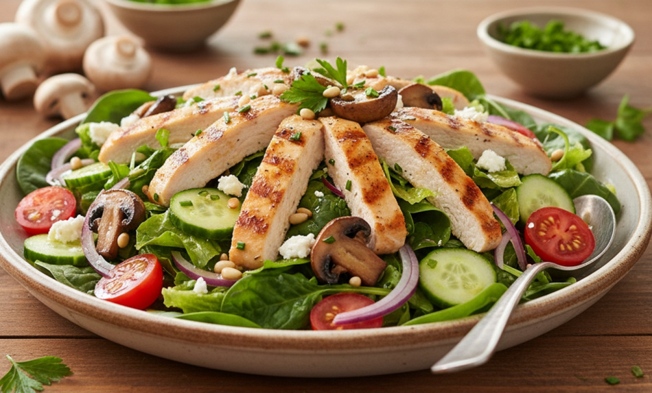 Как приготовить салат с курицей и грибами в форме лошадиной головы на Новый год